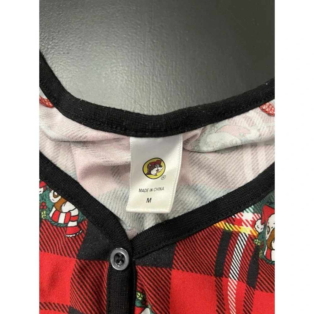 Bucees Red Black Christmas Plaid Night Gown Women's Sz M